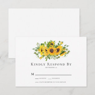 Sunflower Floral Wedding RSVP Card