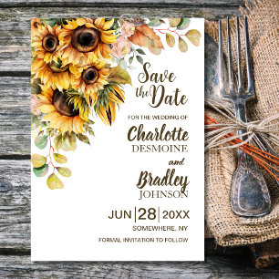 Sunflower Floral Wedding Save The Date