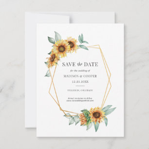Sunflower Floral Wedding Save the Date