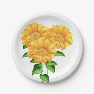 Sunflower Floral Wedding Summer Party Yellow Paper Plate
