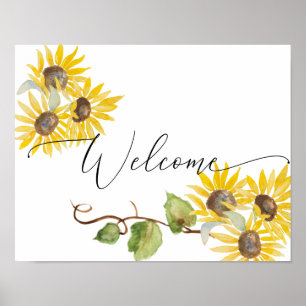 Sunflower Floral Welcome Sign - wedding or shower