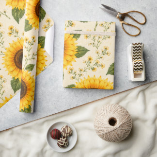 SUNFLOWER FLORAL WRAPPING PAPER