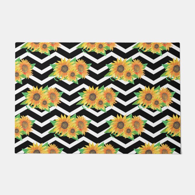 Sunflower Floral Wreath Doormat (Front)