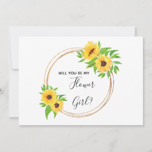 Sunflower Floral Yellow Will You Be My Flower Girl Invitation