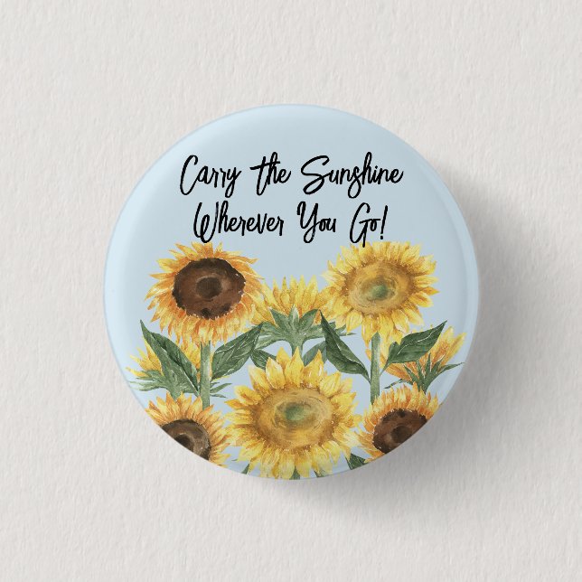 Sunflower Flower Floral Personalised Quote 3 Cm Round Badge (Front)