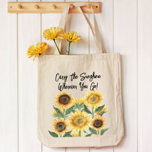 Sunflower Flower Floral Personalised Quote Tote Bag