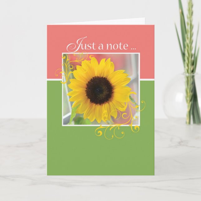 Sunflower Flower Hello Note Card (Front)