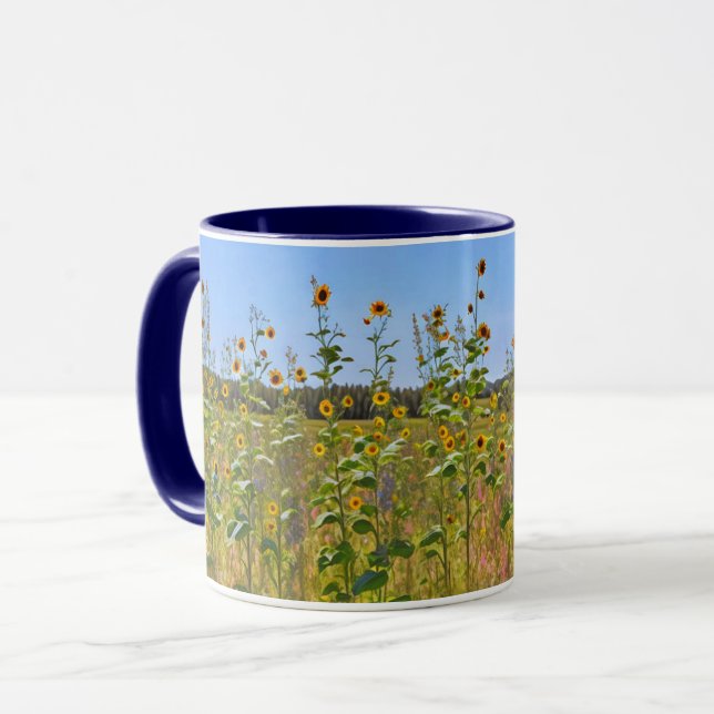 Sunflower Flowers on a Farm Art Mug Cup (Front Left)