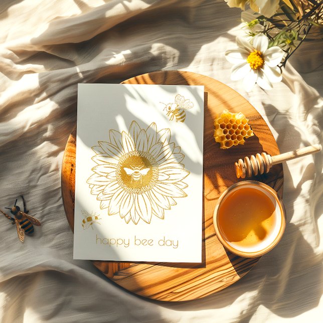 Sunflower Foil Happy Bee Day Birthday Card (Creator Uploaded)