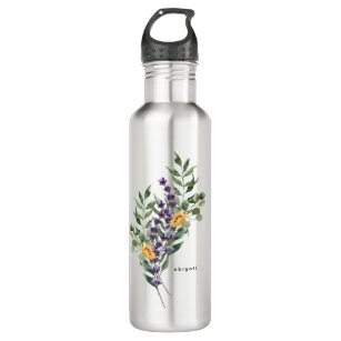 Sunflower, Foliage & Lavender Custom Name 710 Ml Water Bottle
