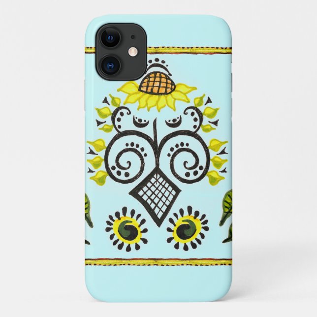 Sunflower Folk Pattern by Alexandra Cook Case-Mate iPhone Case (Back)