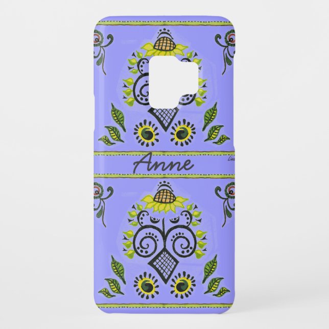 Sunflower Folk Pattern by Alexandra Cook Case-Mate Samsung Galaxy Case (Back)