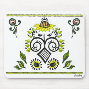Sunflower Folk Pattern by Alexandra Cook Mouse Mat