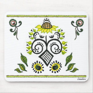 Sunflower Folk Pattern by Alexandra Cook Mouse Mat