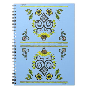 Sunflower Folk Pattern by Alexandra Cook Notebook