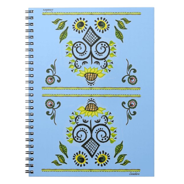 Sunflower Folk Pattern by Alexandra Cook Notebook (Front)