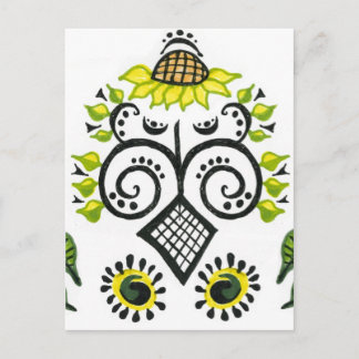 Sunflower Folk Pattern by Alexandra Cook Postcard