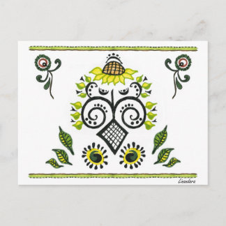 Sunflower Folk Pattern by Alexandra Cook Postcard