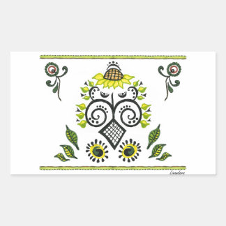 Sunflower Folk Pattern by Alexandra Cook Rectangular Sticker