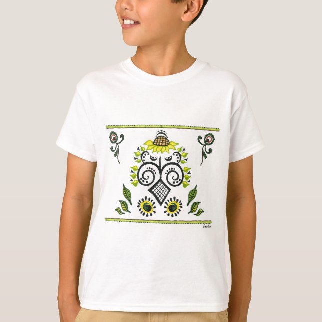 Sunflower Folk Pattern by Alexandra Cook T-Shirt (Front)
