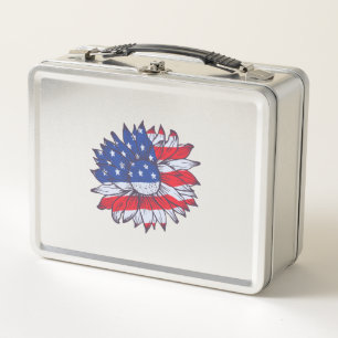 Sunflower For American Patriots Metal Lunch Box