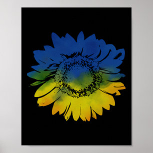 Sunflower For Ukraine Flag Colors Blue Yellow Poster