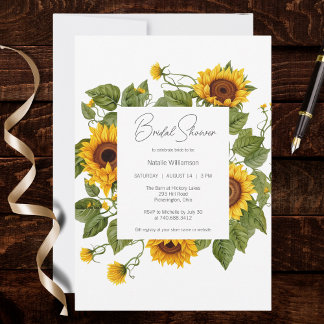 Sunflower Frame Bridal Shower  Invitation