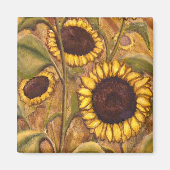 Sunflower Fridge Magnet Cheerful Yellow Gifts (Front)