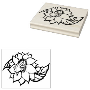 Sunflower Frog Floral Froggy Flower                Rubber Stamp