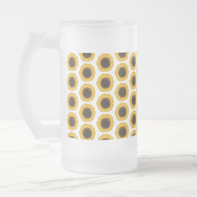 Sunflower Frosted Glass Beer Mug (Left)