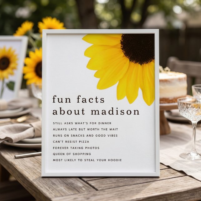 Sunflower Fun Facts 18th Birthday Party Poster (Creator Uploaded)