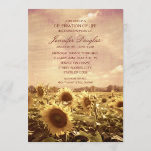 Sunflower Funeral Announcements Memorial Cards