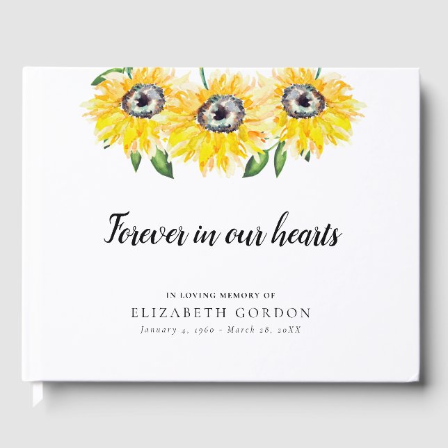 Sunflower Funeral Floral In Loving Memory Guest Book (Front)