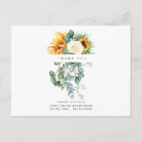 Sunflower Funeral Loss of Life Thank You Postcard