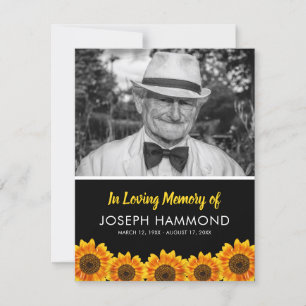 Sunflower Funeral Order of Service Thank You