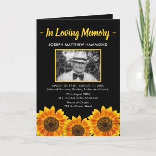 Sunflower Funeral Program   Order of Service Programme