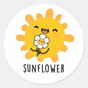 Sunflower Funny Sun And Flower Pun Classic Round Sticker