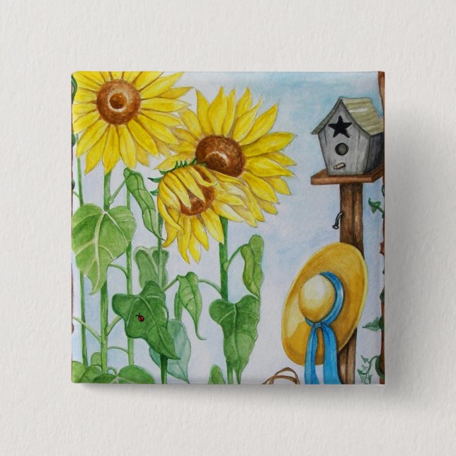 Sunflower Garden 15 Cm Square Badge (Front)
