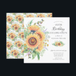 Sunflower Garden 16th Birthday  Invitation<br><div class="desc">Floral 16th birthday party invitation featuring gorgeous hand painted Sunflower bouquet & leafy green leaves.  Flip our invite over to view a coordinating  back for an extra special touch.</div>