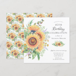 Sunflower Garden 16th Birthday  Invitation