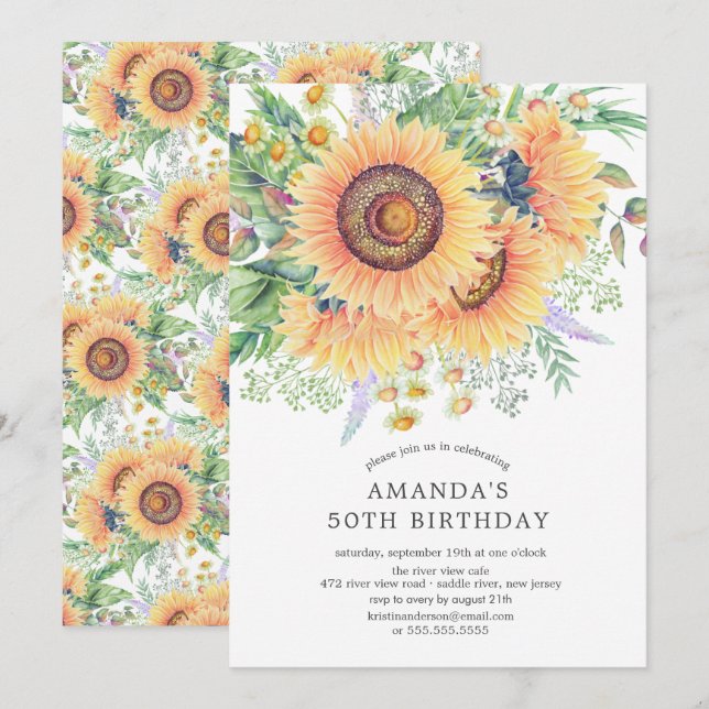 Sunflower Garden Birthday Party Invitation (Front/Back)