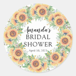 Sunflower Garden Bridal Shower  Classic Round Sticker