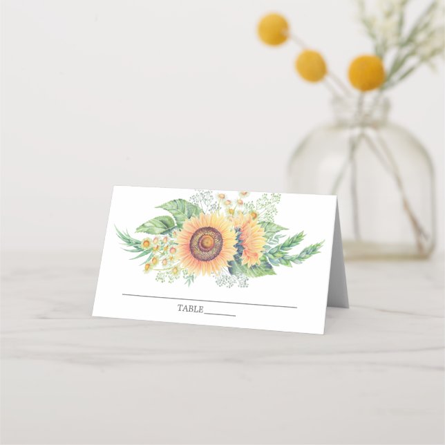 Sunflower Garden Bridal Shower Place Card (Front)