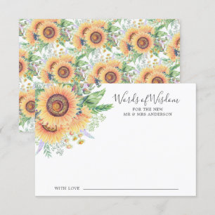 Sunflower Garden Bride Words of Wisdom Card