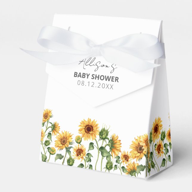 Sunflower Garden Floral Baby Shower Favour Box (Front Side)