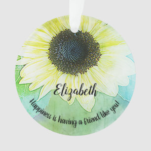 Sunflower Garden Friendship Monogram Inspriational Ornament