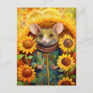 Sunflower Garden Mouse 1 of 17 Postcard