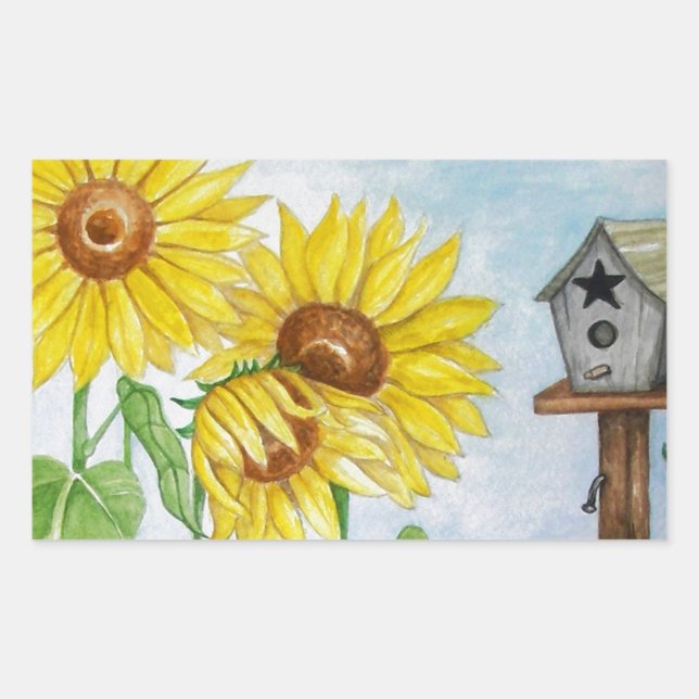 Sunflower Garden Rectangular Sticker (Front)