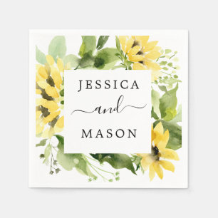Sunflower Garden Wedding Cocktail Napkin