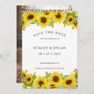 Sunflower Garden Wedding Photo Save The Date